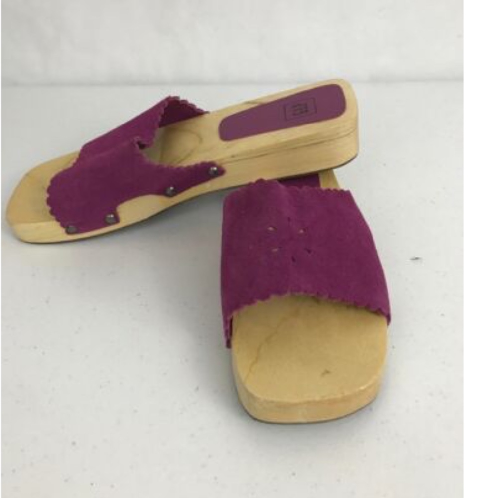 Gap Leather Wooden Slides Sandals Womens size 5